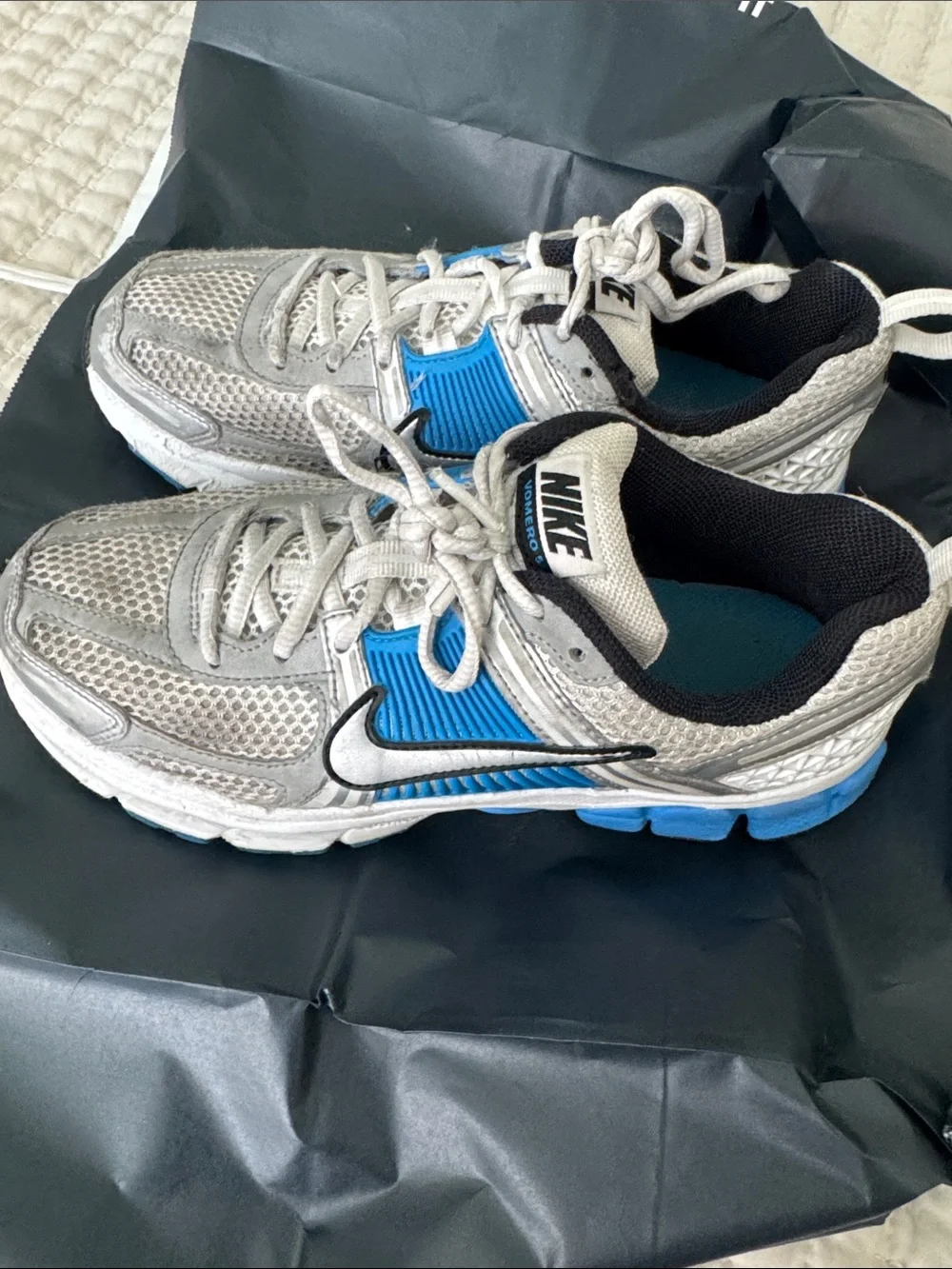 Nike Kids Blue and Gray Mesh Athletic Sneakers